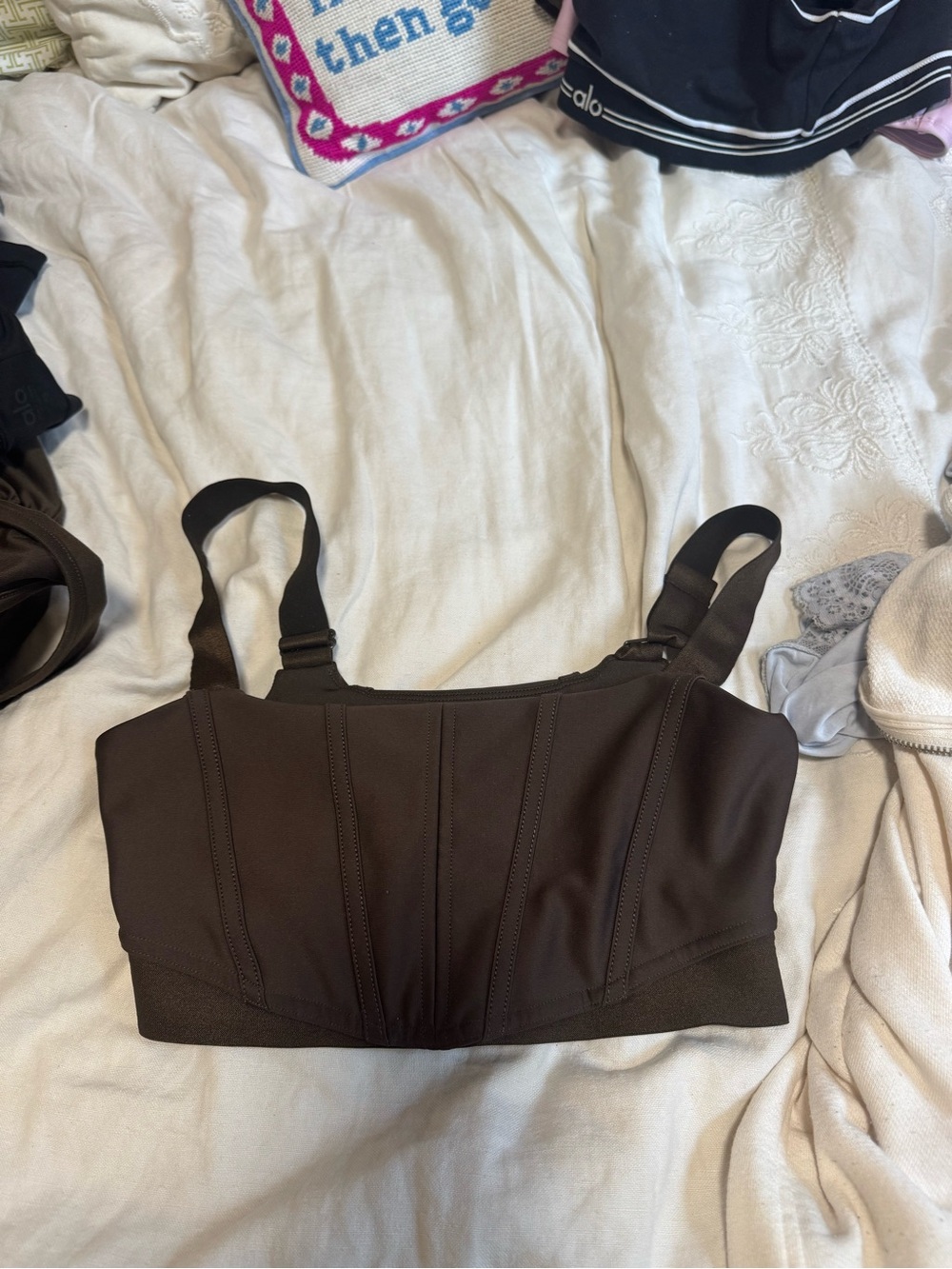 ALO Yoga Brown Longline Support Bralette